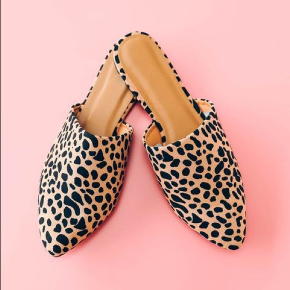Vici Leopard Print Faux Suede Pointed Mules
